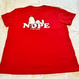 2022 Peanuts Red Snoopy “Nope Not Today” Short Sleeve Tee Size XL